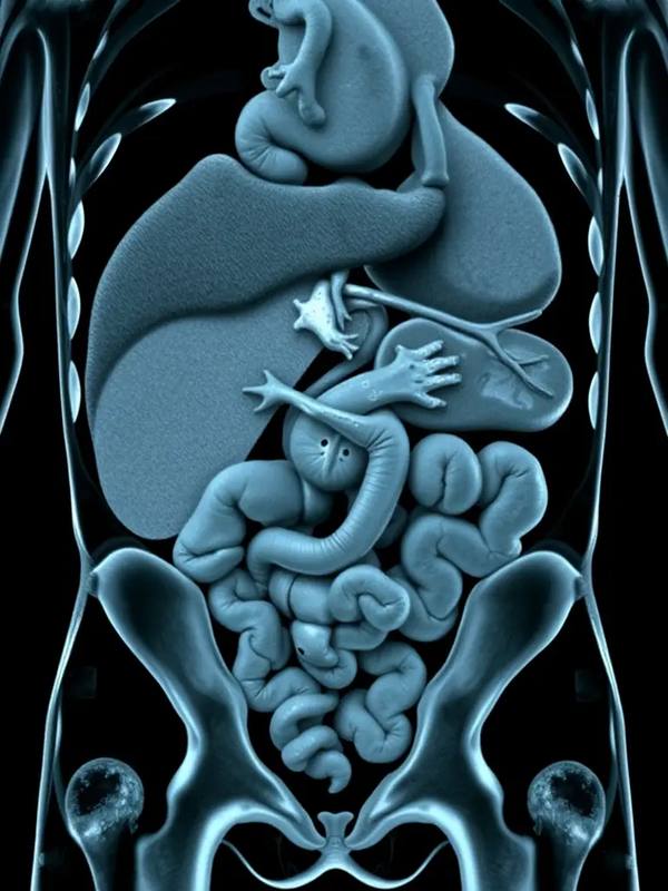 CT scan cross-section of the abdomen