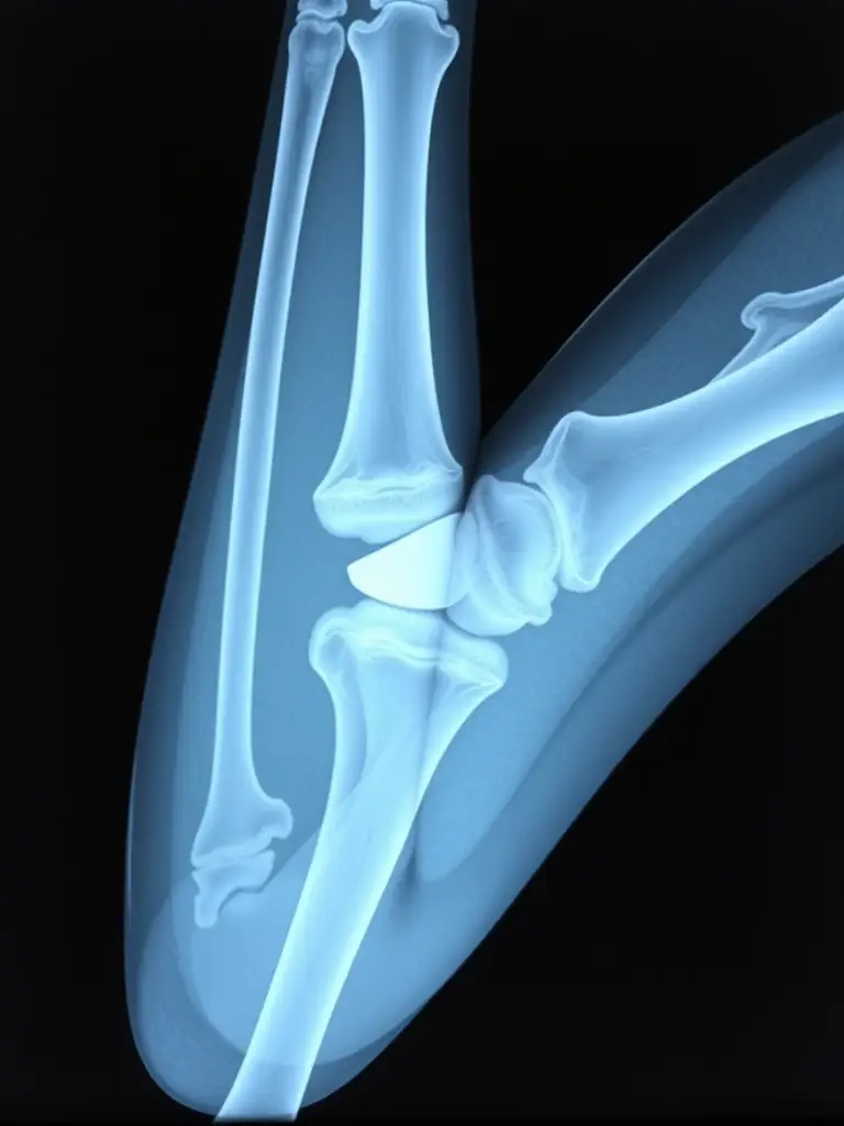A detailed X-ray image showing a clear fracture in a bone, highlighting the precision of Nexa-Radiology's X-ray reporting services.