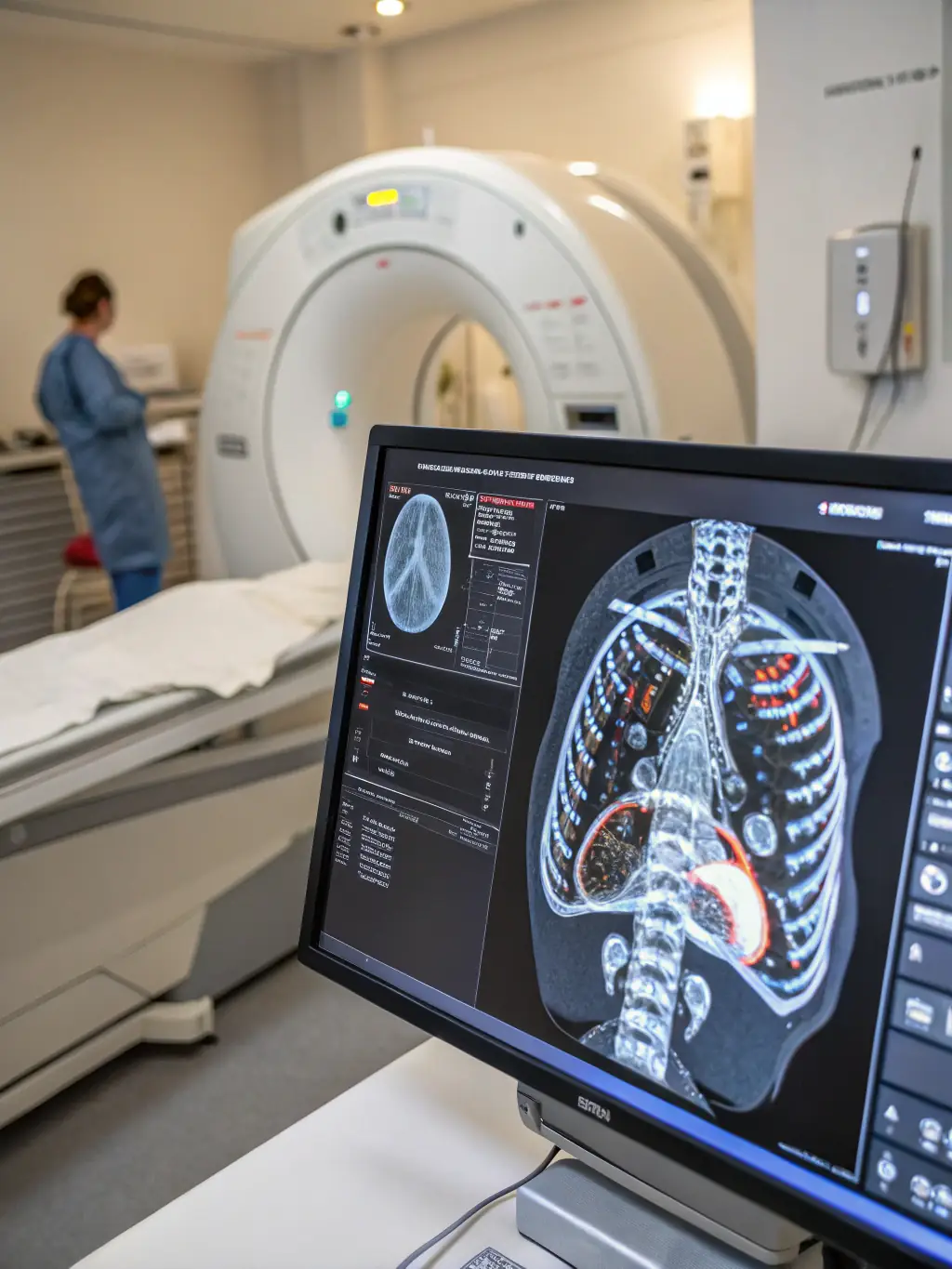 A clear CT scan image of the chest, illustrating Nexa-Radiology's proficiency in pulmonary imaging and reporting. The image should show lung structures and any abnormalities.